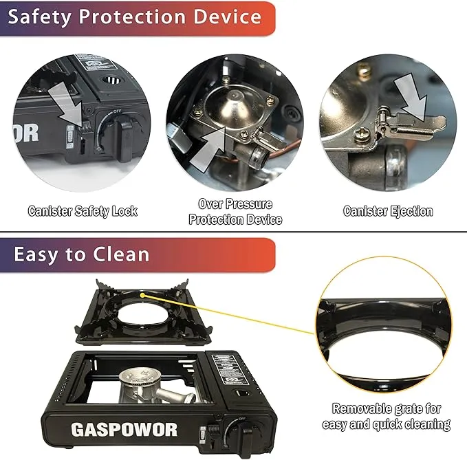1-Burner Butane Stove,10000 BTU Single Burner with Carry Case,Automatic ignition Camping Stove,Portable Gas Stove,Precise Flame Control,Camp Stove for Outdoor Cooking, Camping,RV (StoveOnly)