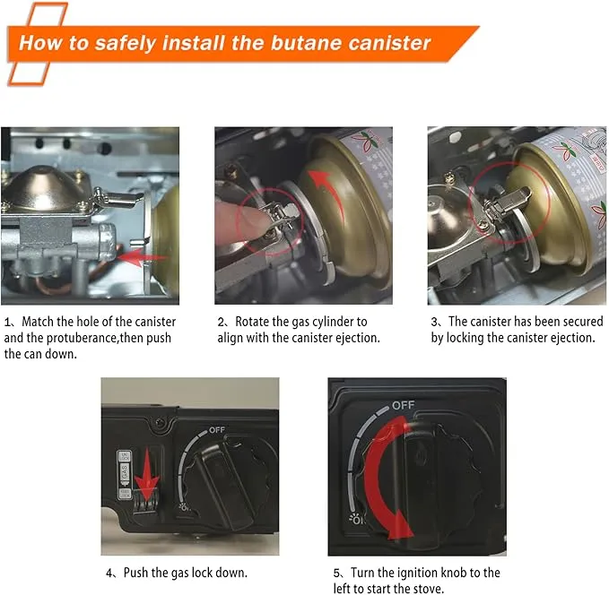 1-Burner Butane Stove,10000 BTU Single Burner with Carry Case,Automatic ignition Camping Stove,Portable Gas Stove,Precise Flame Control,Camp Stove for Outdoor Cooking, Camping,RV (StoveOnly)