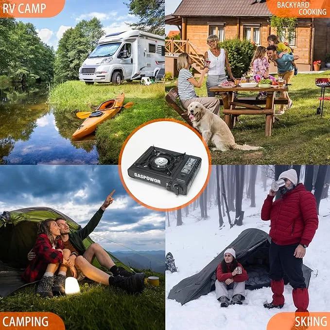 1-Burner Butane Stove,10000 BTU Single Burner with Carry Case,Automatic ignition Camping Stove,Portable Gas Stove,Precise Flame Control,Camp Stove for Outdoor Cooking, Camping,RV (StoveOnly)
