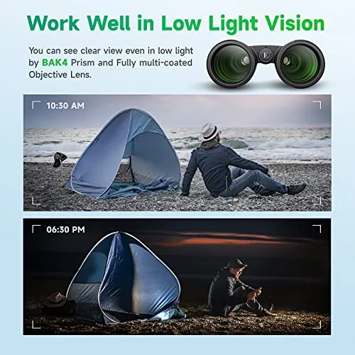 12x42 HD Binoculars for Adults, Super Bright High Power Binoculars with Large view, Clear Low Light Night Vision, BAK4, FMC Prisms, Waterproof Compact Binoculars for Bird Watching Hunting Stargazing