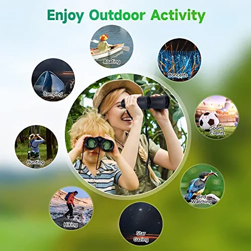 12x42 HD Binoculars for Adults, Super Bright High Power Binoculars with Large view, Clear Low Light Night Vision, BAK4, FMC Prisms, Waterproof Compact Binoculars for Bird Watching Hunting Stargazing