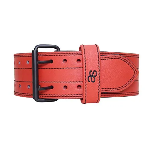 AAYLANS Cow MILD Leather 10MM Powerlifting Belt for Men & Women Lower Back Support for Weightlifting (RED, Medium)