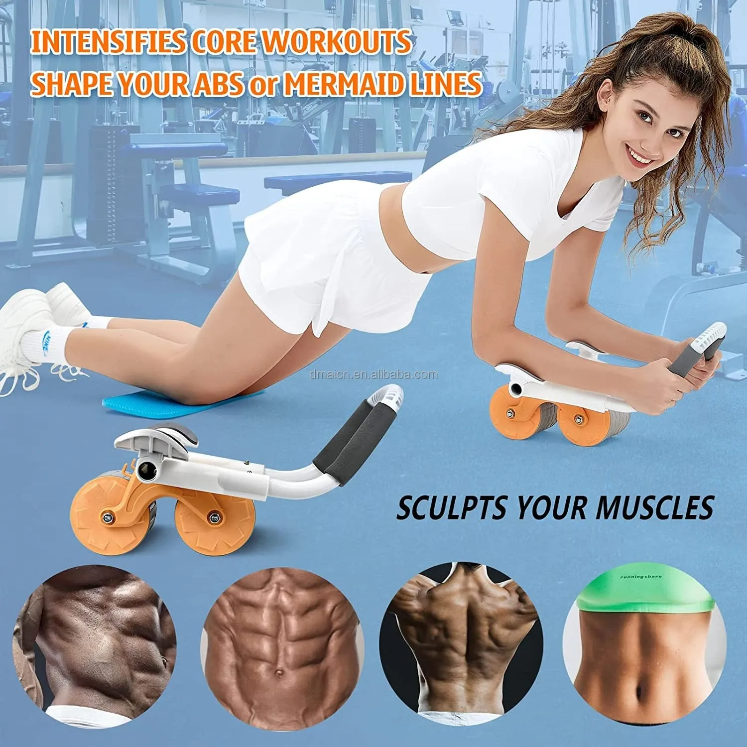 Automatic rebound abdominal roller wheel & Ab Wheel Slide 4 wheel roller with resistance band(10 Pack)