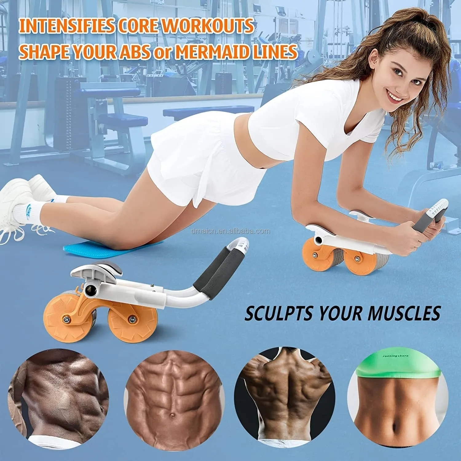 Automatic rebound abdominal roller wheel & Ab Wheel Slide 4 wheel roller with resistance band(10 Pack)