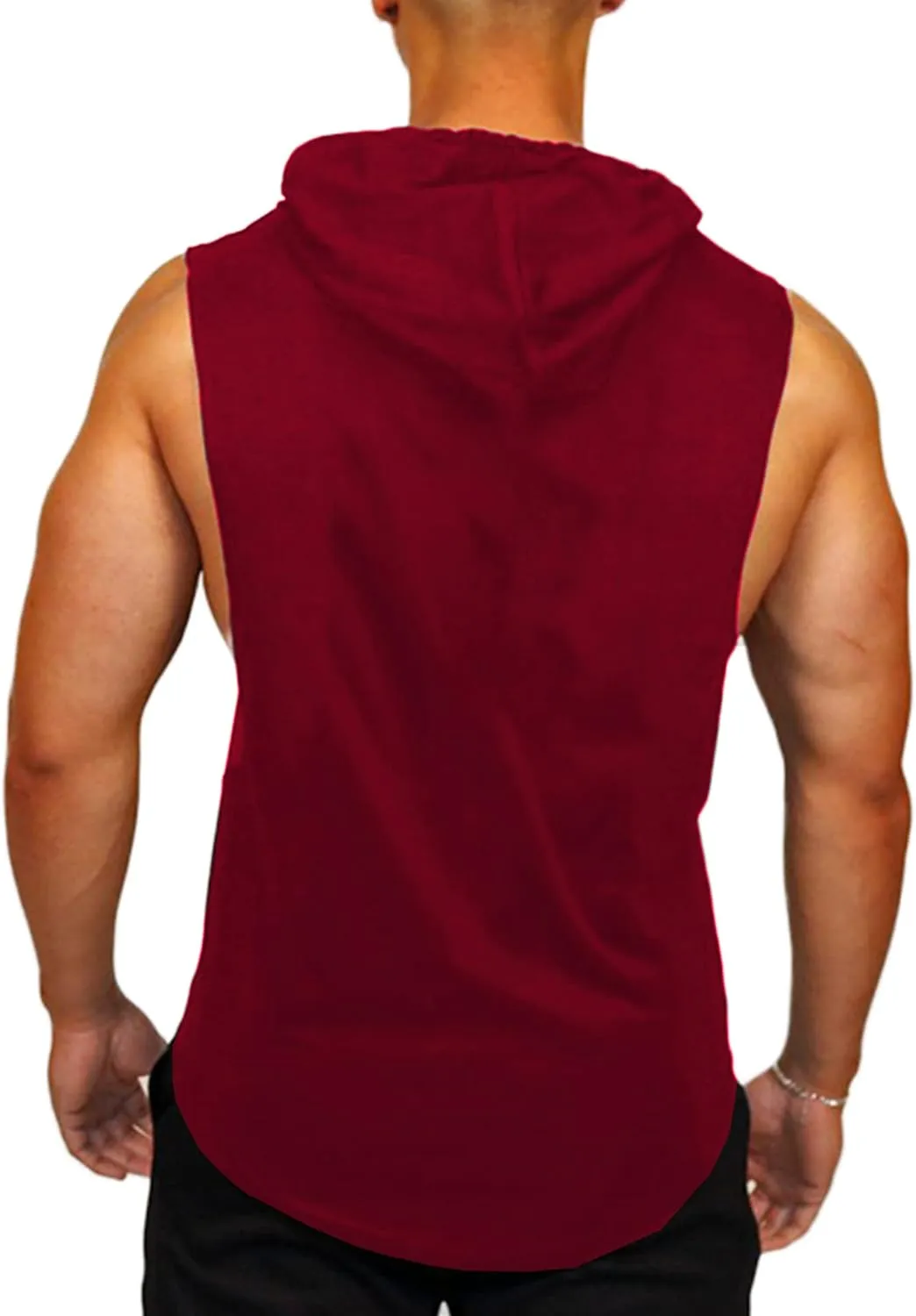 Babioboa Men's Workout Hooded Tank Top 2 Pack Sports Training Sleeveless Gym Hoodie Bodybuilding Cut Off Muscle Shirts