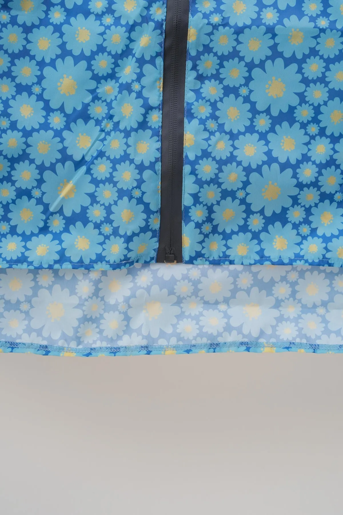 Blue Flower Print Rain Poncho In A Bag