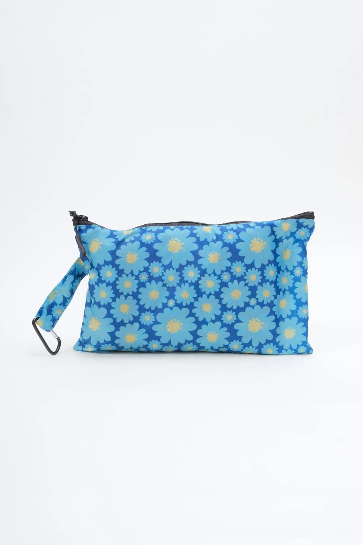 Blue Flower Print Rain Poncho In A Bag