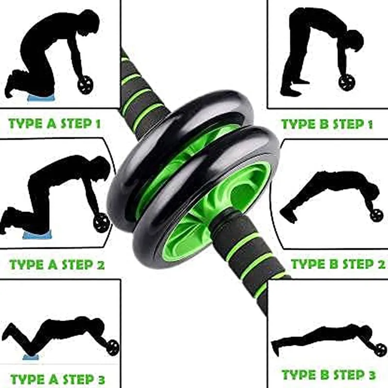 Fitfix Abs Roller Exerciser for Abdominal Exercise Includes Knee Mat & Steel Handle for Grown Up