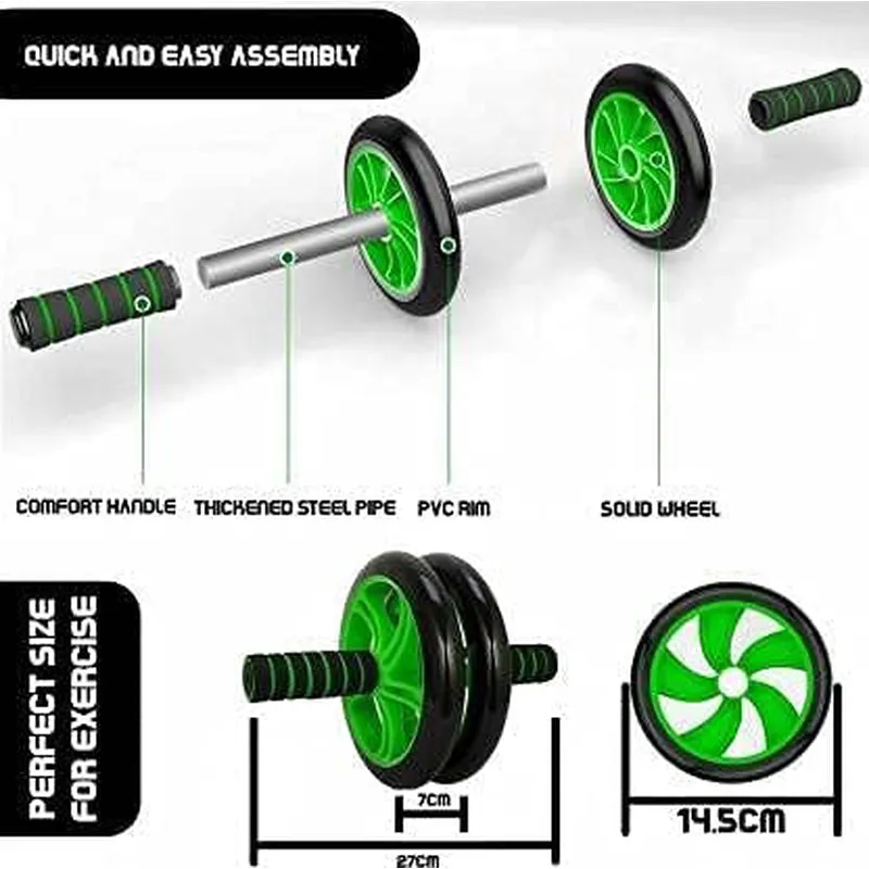 Fitfix Abs Roller Exerciser for Abdominal Exercise Includes Knee Mat & Steel Handle for Grown Up