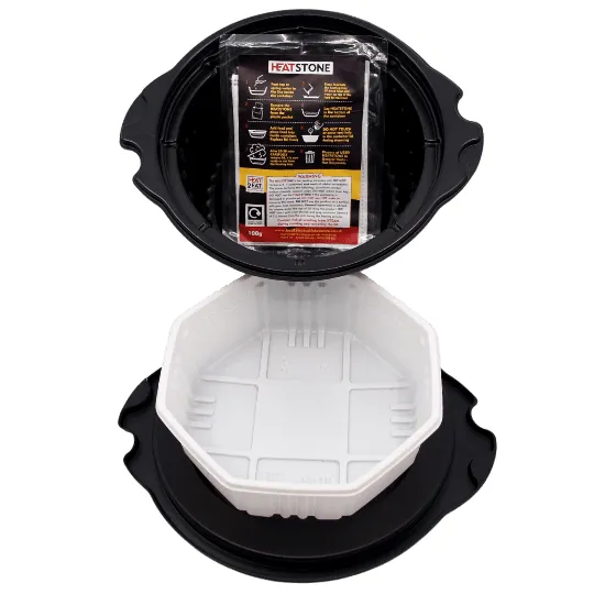 Heat2Eat Self Steamer Small Black Round  Camping Food Steamer  2x HeatStones