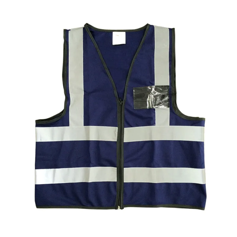 PIONEER SAFETY Vests Reflective Zip Id Pocket Navy