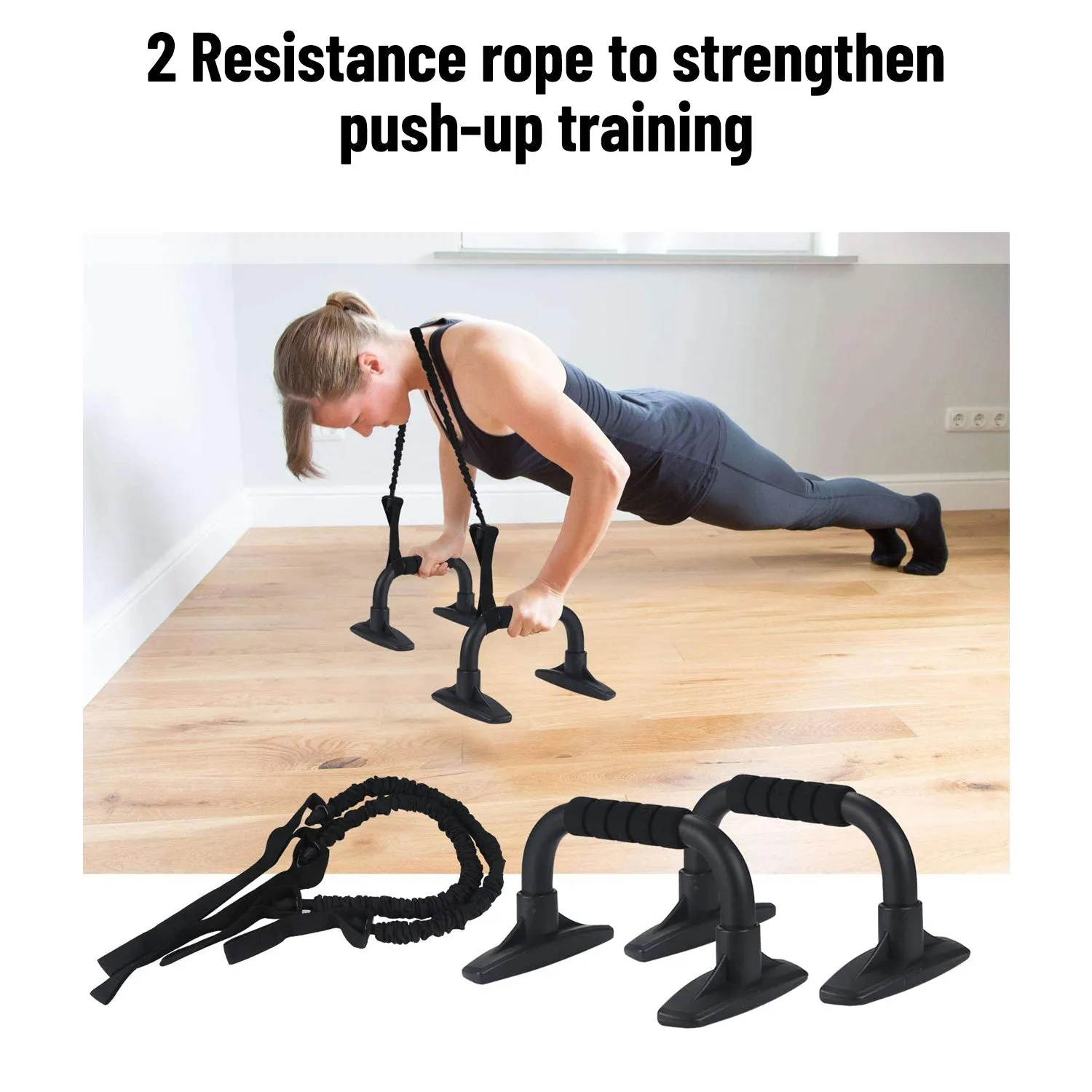 TRAKK Sport 6 in 1 Exercise Equipment Set with Ab Wheel, Handle Grips, Resistance Bands, Knee Pad, Jump Rope, and Pushup Bars for Full Body Workouts