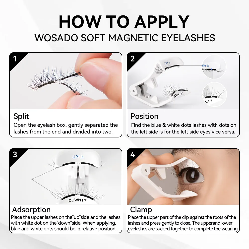 WOSADO® NO.9 Plume Black Soft Magnetic Eyelashes – Upgraded All-in-One Box